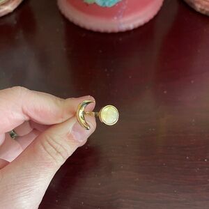 Elegant Gold and Cream Moon Ring